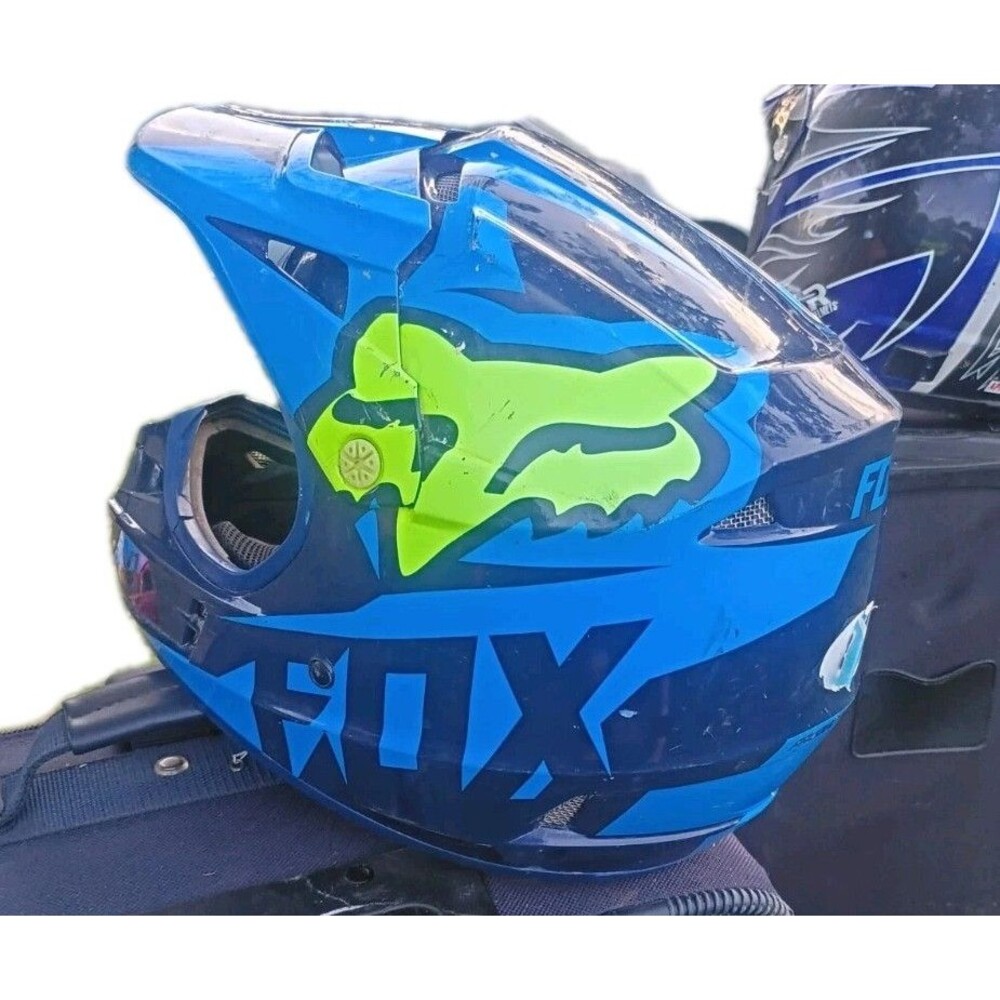 Fox V1 Race Helmet S/Small Blue Yellow MX ATV Off Road Dirt Bike Extreme Sports - Picture 5 of 13